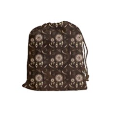 Wonderful Pattern With Dreamcatcher Drawstring Pouch (large) by FantasyWorld7