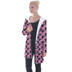 Black Rose Light Pink Longline Hooded Cardigan by snowwhitegirl