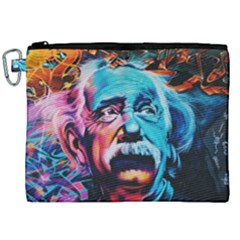 Albert Einstein Retro Wall Graffiti Blue Pink Orange Modern Urban Art Grunge Canvas Cosmetic Bag (xxl) by genx