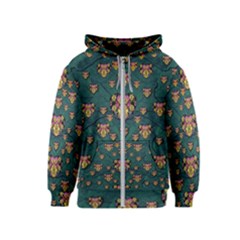 Hearts And Sun Flowers In Decorative Happy Harmony Kids  Zipper Hoodie by pepitasart