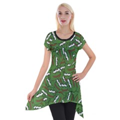 Pepe The Frog Face Pattern Green Kekistan Meme Short Sleeve Side Drop Tunic by snek