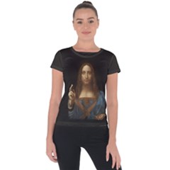 Salvator Mundi Leonardo Davindi 1500 Jesus Christ Savior Of The World Original Paint Most Expensive In The World Short Sleeve Sports Top  by snek