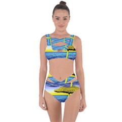 Pop Art Beach Umbrella  Bandaged Up Bikini Set  by essentialimage