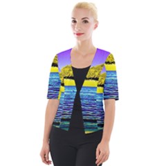 Pop Art Beach Umbrella  Cropped Button Cardigan by essentialimage