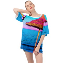 Pop Art Beach Umbrella  Oversized Chiffon Top by essentialimage
