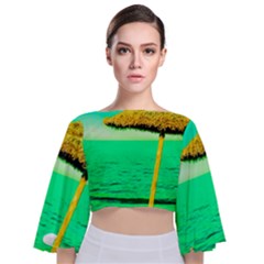 Pop Art Beach Umbrella  Tie Back Butterfly Sleeve Chiffon Top by essentialimage