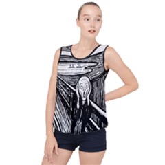 The Scream Edvard Munch 1893 Original Lithography Black And White Engraving Bubble Hem Chiffon Tank Top by snek