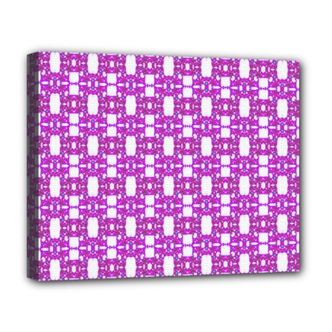 Pink  White  Abstract Pattern Deluxe Canvas 20  X 16  (stretched) by BrightVibesDesign