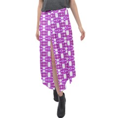 Pink  White  Abstract Pattern Velour Split Maxi Skirt by BrightVibesDesign