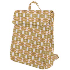 Yellow  White  Abstract Pattern Flap Top Backpack by BrightVibesDesign