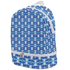 Blue White  Abstract Pattern Zip Bottom Backpack by BrightVibesDesign