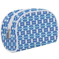 Blue White  Abstract Pattern Makeup Case (large) by BrightVibesDesign