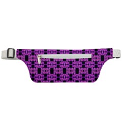 Pink Black Abstract Pattern Active Waist Bag by BrightVibesDesign