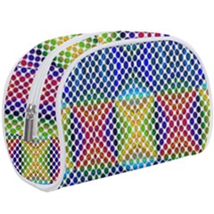 Colorful Circle Abstract White  Blue Yellow Red Makeup Case (large) by BrightVibesDesign
