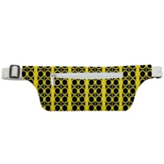 Circles Lines Black Yellow Active Waist Bag by BrightVibesDesign