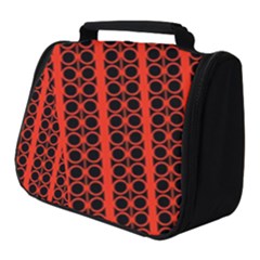 Circles Lines Black Orange Full Print Travel Pouch (small) by BrightVibesDesign