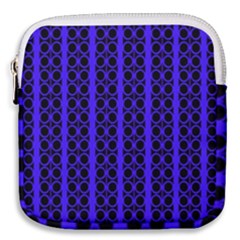 Circles Lines Black Blue Mini Square Pouch by BrightVibesDesign