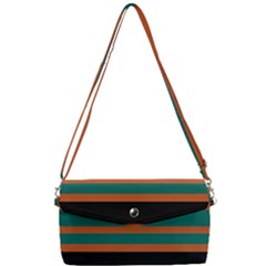 Black Stripes Orange Brown Teal Removable Strap Clutch Bag by BrightVibesDesign