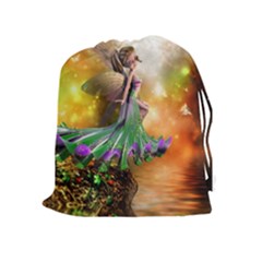 Cute Flying Fairy In The Night Drawstring Pouch (xl) by FantasyWorld7