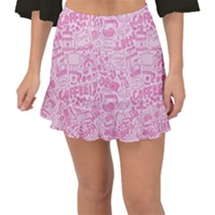 Coffee Pink Fishtail Mini Chiffon Skirt by Amoreluxe