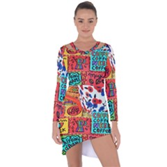 Need Coffee Asymmetric Cut-out Shift Dress by Amoreluxe