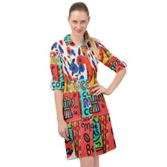 Need Coffee Long Sleeve Mini Shirt Dress by Amoreluxe
