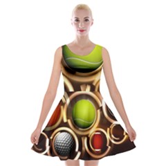 Sport Ball Tennis Golf Football Velvet Skater Dress by HermanTelo
