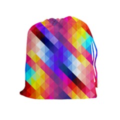 Abstract Blue Background Colorful Pattern Drawstring Pouch (xl) by HermanTelo