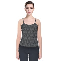 Pattern Texture Feet Dog Grey Velvet Spaghetti Strap Top by HermanTelo