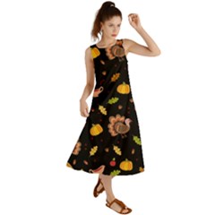 Thanksgiving Turkey Pattern Summer Maxi Dress by Valentinaart
