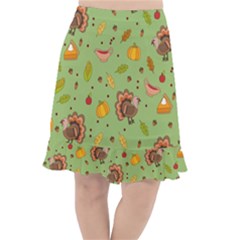 Thanksgiving Turkey Pattern Fishtail Chiffon Skirt by Valentinaart