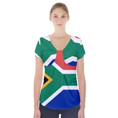 South Africa Flag Short Sleeve Front Detail Top by FlagGallery
