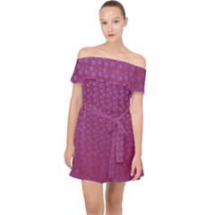 Background Polka Pattern Pink Off Shoulder Chiffon Dress by HermanTelo