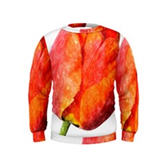 Spring Tulip Red Watercolor Aquarel Kids  Sweatshirt by picsaspassion