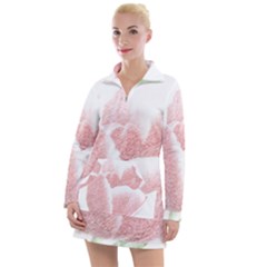 Tulip Red White Pencil Drawing Women s Long Sleeve Casual Dress by picsaspassion