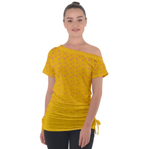 Background Polka Yellow Tie-up Tee by HermanTelo