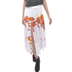 Can Walk On Fire, White Background Velour Split Maxi Skirt by picsaspassion
