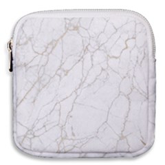 White Marble Texture Floor Background With Gold Veins Intrusions Greek Marble Print Luxuous Real Marble Mini Square Pouch by genx