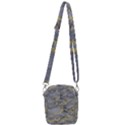 Marble neon retro light gray with gold yellow veins texture floor background retro neon 80s style neon colors print luxuous real marble Shoulder Strap Belt Bag View3