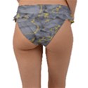 Marble neon retro light gray with gold yellow veins texture floor background retro neon 80s style neon colors print luxuous real marble Frill Bikini Bottom View2