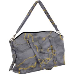 Marble Neon Retro Light Gray With Gold Yellow Veins Texture Floor Background Retro Neon 80s Style Neon Colors Print Luxuous Real Marble Canvas Crossbody Bag by genx