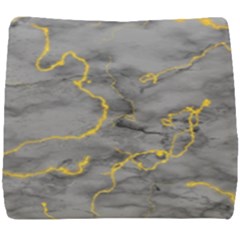 Marble Neon Retro Light Gray With Gold Yellow Veins Texture Floor Background Retro Neon 80s Style Neon Colors Print Luxuous Real Marble Seat Cushion by genx