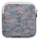 Marble light gray with bright cyan blue veins texture floor background retro neon 80s style neon colors print luxuous real marble Mini Square Pouch View2