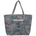 Marble light gray with bright cyan blue veins texture floor background retro neon 80s style neon colors print luxuous real marble Zip Up Canvas Bag View3