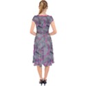 Marble light gray with bright magenta pink veins texture floor background retro neon 80s style neon colors print luxuous real marble Cap Sleeve Front Wrap Midi Dress View2