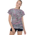Marble light gray with bright magenta pink veins texture floor background retro neon 80s style neon colors print luxuous real marble Ruffle Collar Chiffon Blouse View1
