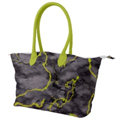 Marble Light Gray With Green Lime Veins Texture Floor Background Retro Neon 80s Style Neon Colors Print Luxuous Real Marble Canvas Shoulder Bag by genx