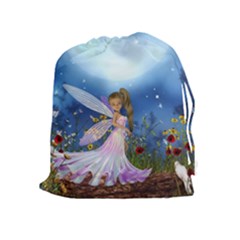 Little Fairy In The Night Drawstring Pouch (xl) by FantasyWorld7