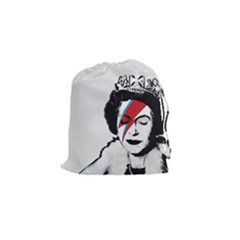 Banksy Graffiti Uk England God Save The Queen Elisabeth With David Bowie Rockband Face Makeup Ziggy Stardust Drawstring Pouch (small) by snek