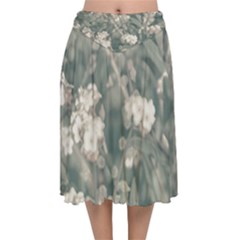 Beauty Floral Scene Photo Velvet Flared Midi Skirt by dflcprintsclothing